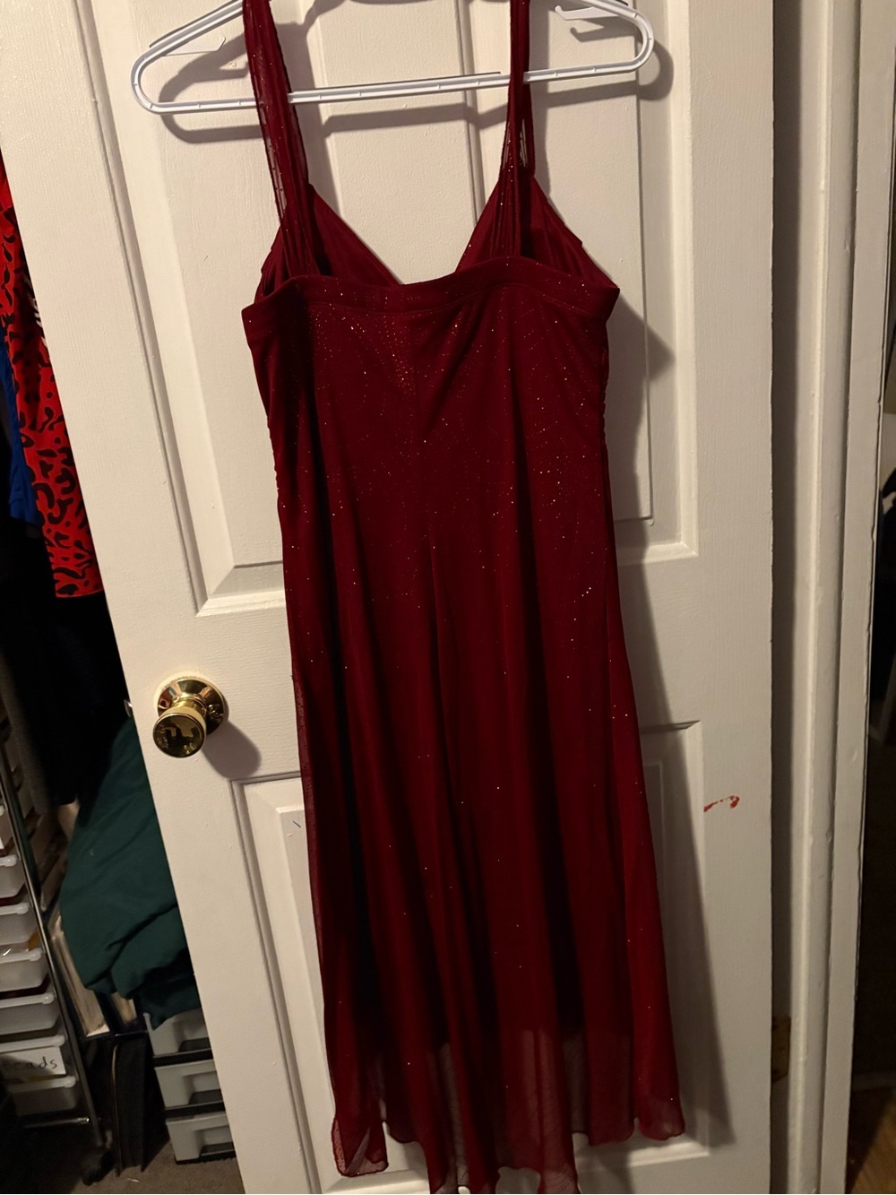 Juniors  Sparkle Burgundy Strappy Dress
